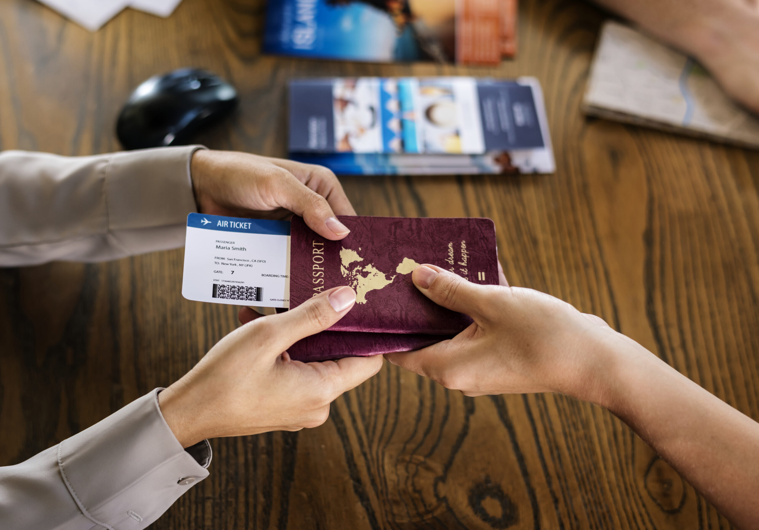 Guests checking in to a resort